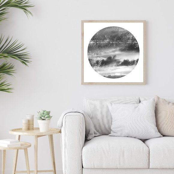 Unframed minimalist 12x12 B&W cloud art print - Picture 1 of 3